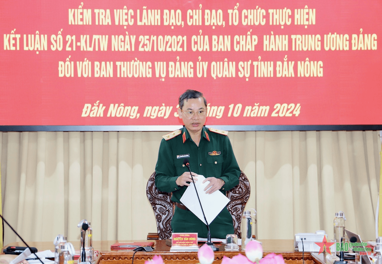 Kiểm tra thực hiện kết luận số 21-KL/TW đối với Ban Thường vụ Đảng ủy Quân sự tỉnh Đắk Nông