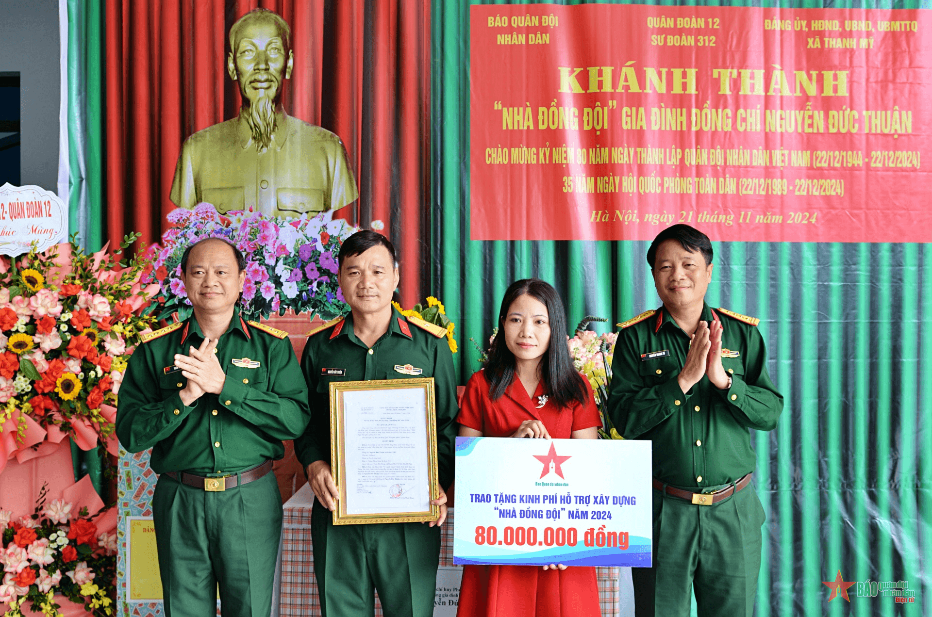 Báo Quân đội nhân dân và Sư đoàn 312 phối hợp tổ chức khánh thành và bàn giao Nhà đồng đội