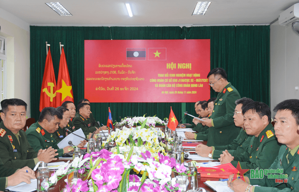 Đoàn cán bộ Công đoàn Quân đội nhân dân Lào trao đổi kinh nghiệm hoạt động tại Kho J106