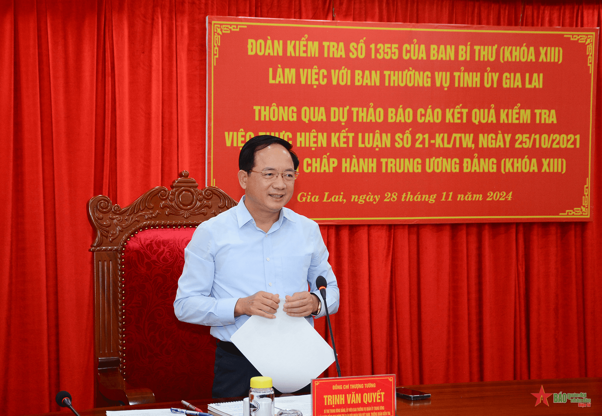 Đoàn kiểm tra của Ban Bí thư làm việc với Ban Thường vụ Tỉnh ủy Gia Lai