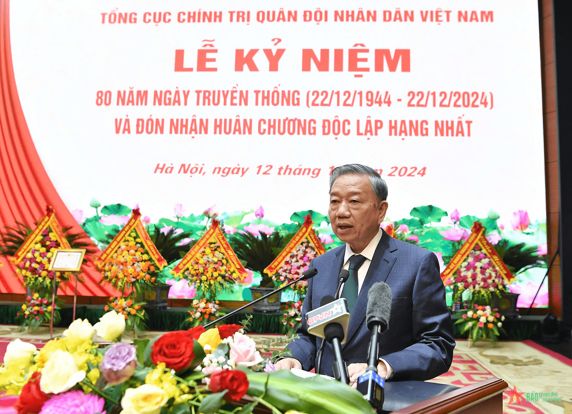 Phát biểu của Tổng Bí thư Tô Lâm tại Lễ kỷ niệm 80 năm Ngày truyền thống Tổng cục Chính trị Quân đội nhân dân Việt Nam và đón nhận Huân chương Độc lập hạng Nhất