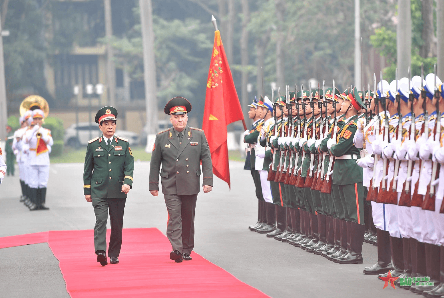 Đại tướng Phan Văn Giang chủ trì lễ đón Bộ trưởng Bộ Quốc phòng Belarus