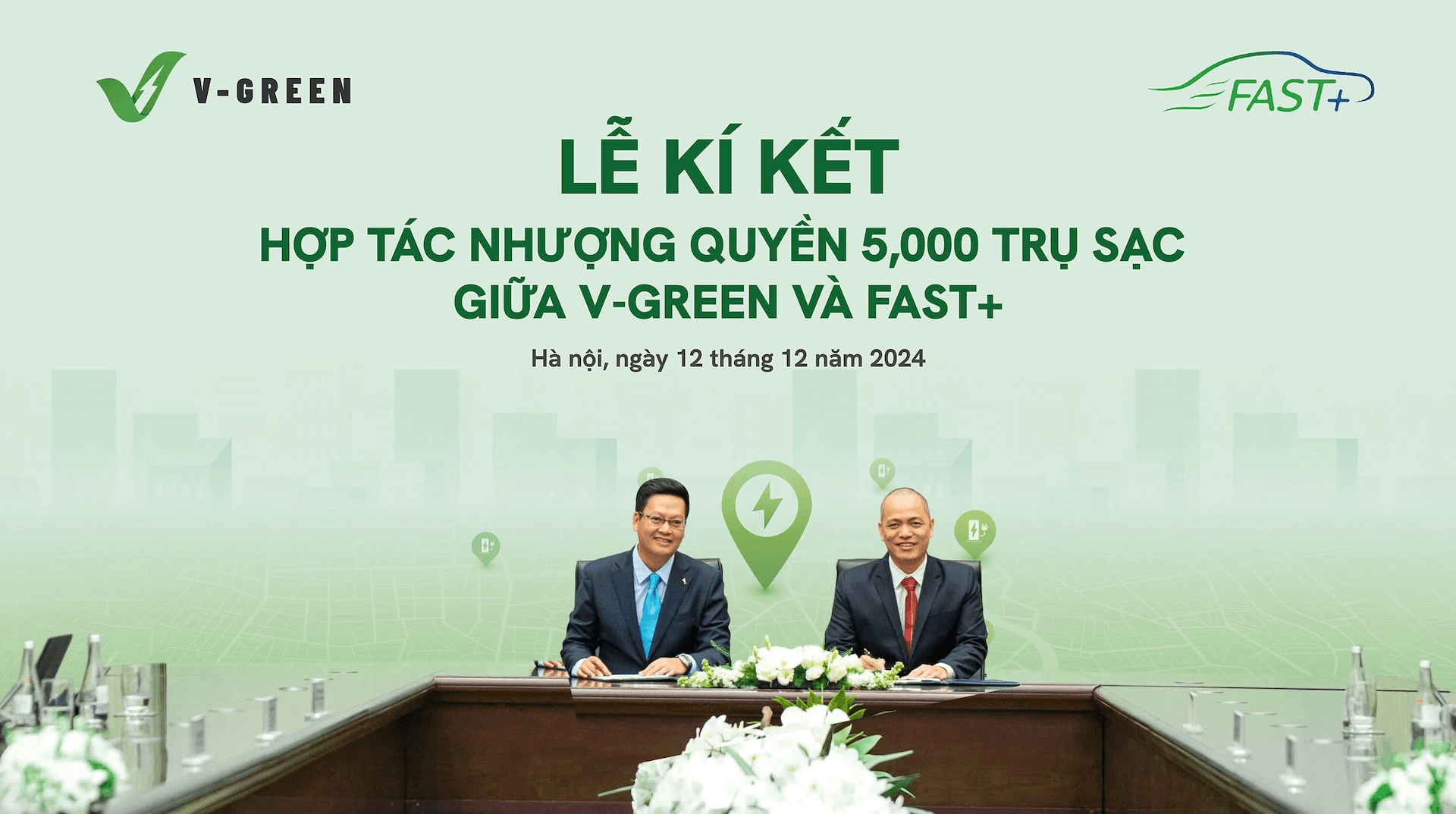 V-GREEN hợp tác với Fast+ triển khai 5.000 trụ sạc đến hết năm 2025