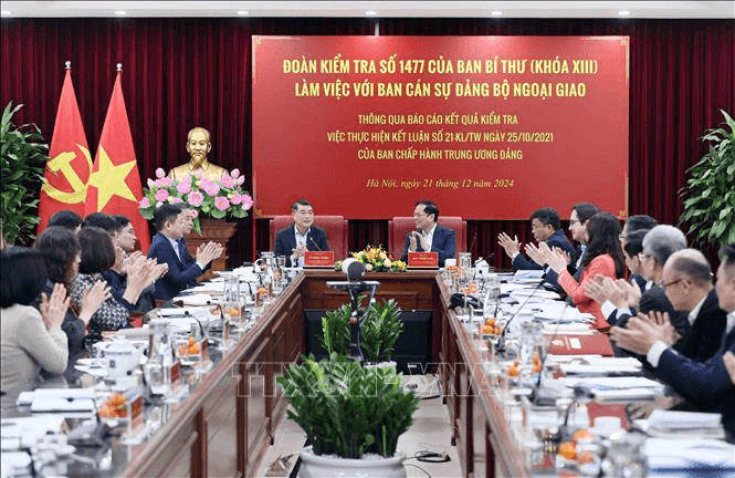 Đoàn kiểm tra số 1477 của Ban Bí thư làm việc với Ban cán sự đảng Bộ Ngoại giao