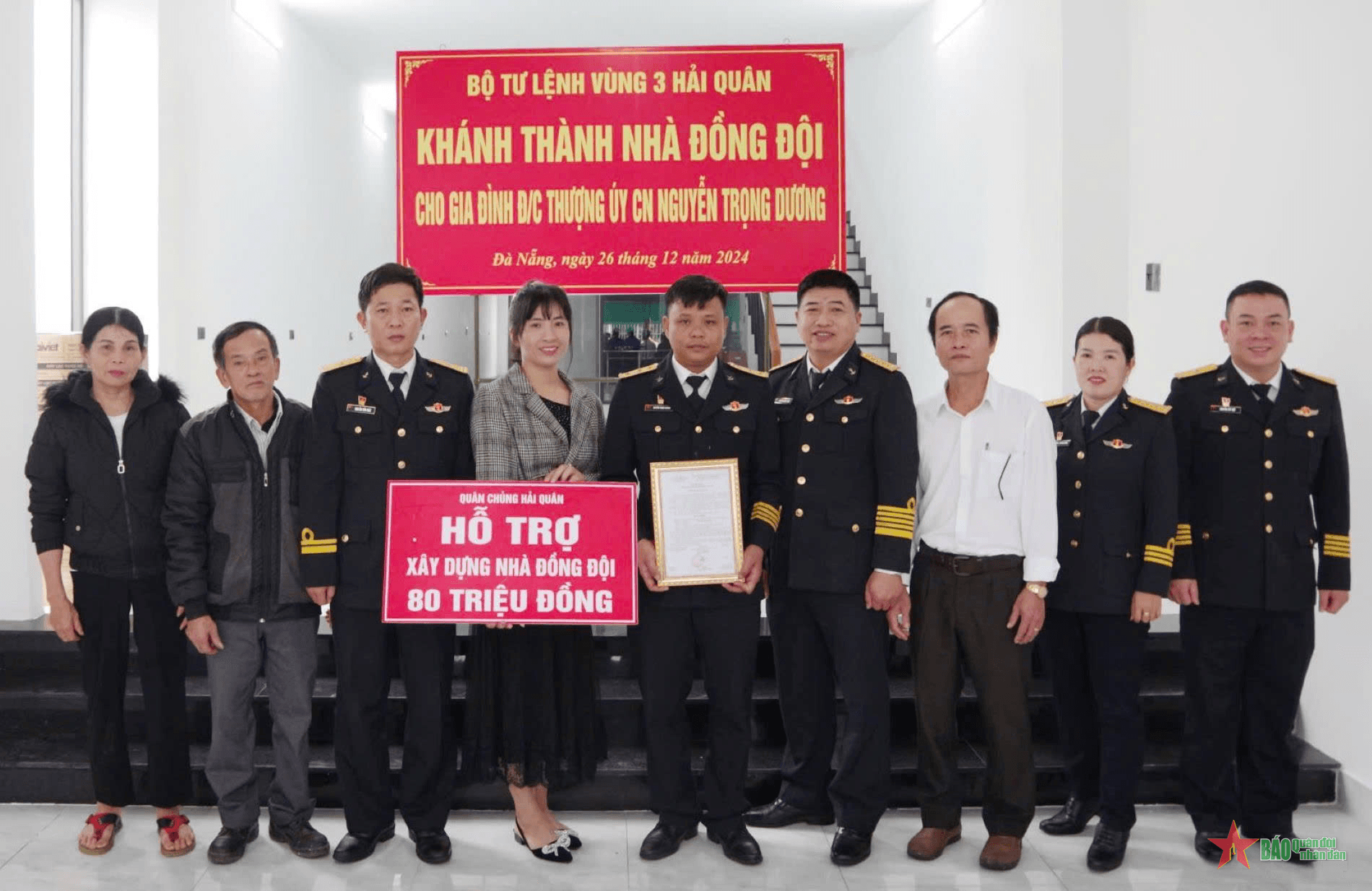 Vùng 3 Hải quân bàn giao nhà đồng đội tặng gia đình quân nhân có hoàn cảnh khó khăn