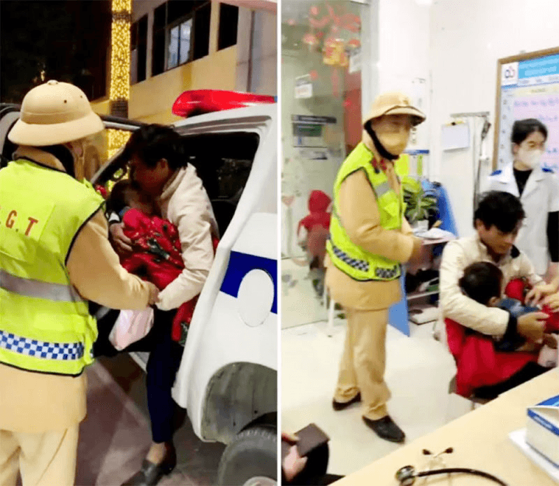 Trạm Cảnh sát giao thông Diễn Châu kịp thời hỗ trợ đưa cháu bé 4 tuổi đi cấp cứu, thoát khỏi cơn nguy kịch
