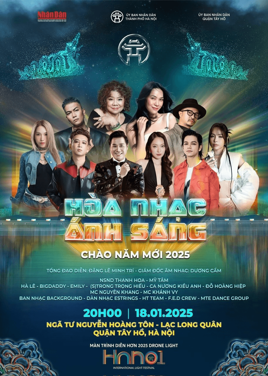 Nhiều nghệ sĩ nổi tiếng biểu diễn tại chương trình Hòa nhạc ánh sáng - Chào năm mới 2025