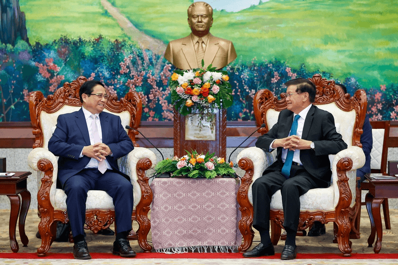 Thủ tướng Phạm Minh Chính hội kiến Tổng Bí thư, Chủ tịch nước Lào