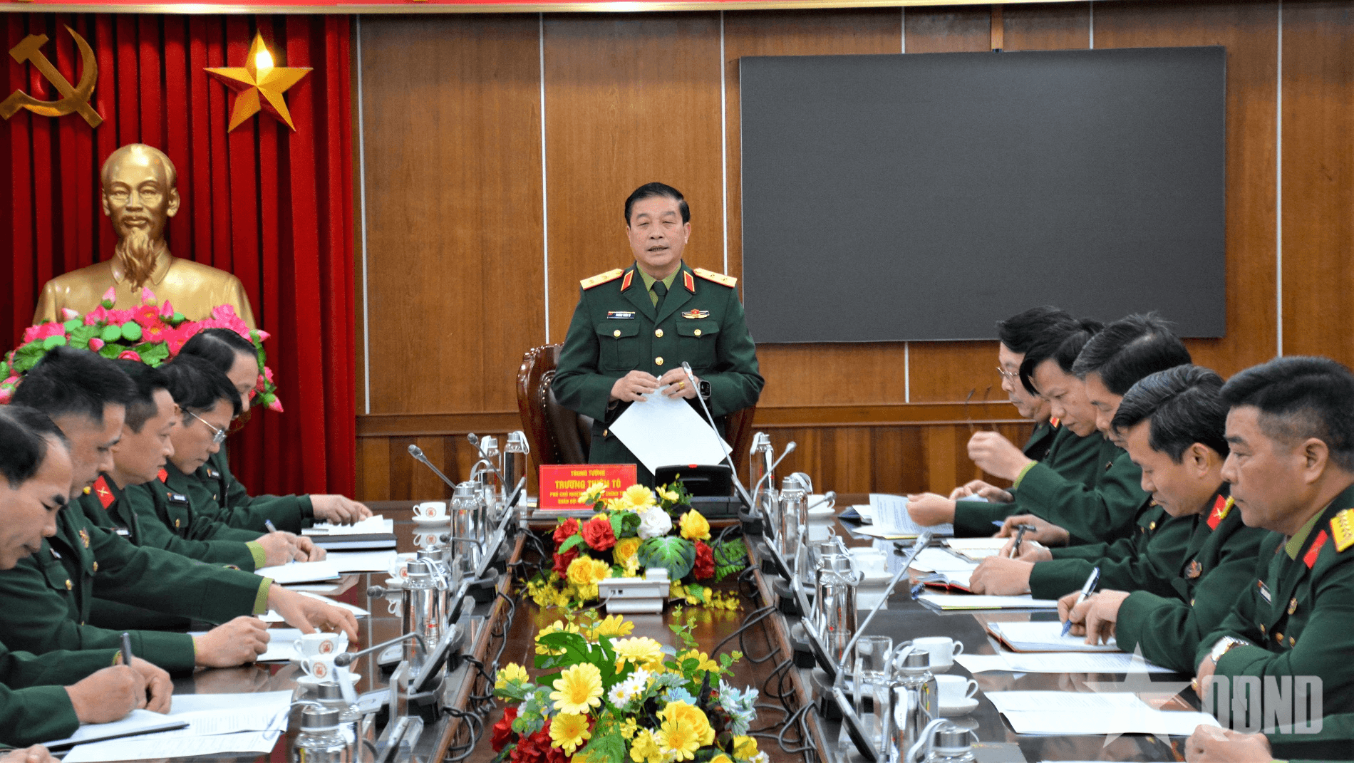 Trung tướng Trương Thiên Tô thăm, làm việc với Trường Đại học Văn hóa nghệ thuật Quân đội