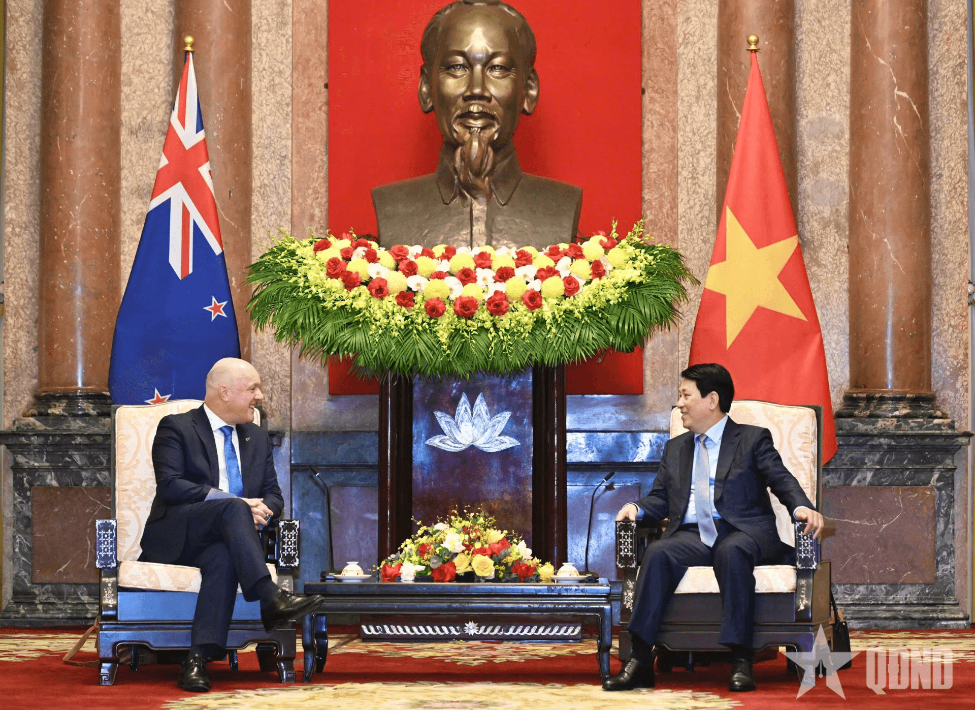 Chủ tịch nước Lương Cường tiếp Thủ tướng New Zealand Christopher Luxon