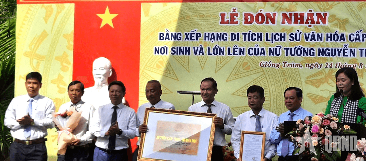 Quê hương nữ tướng Nguyễn Thị Định được xếp hạng Di tích lịch sử văn hóa