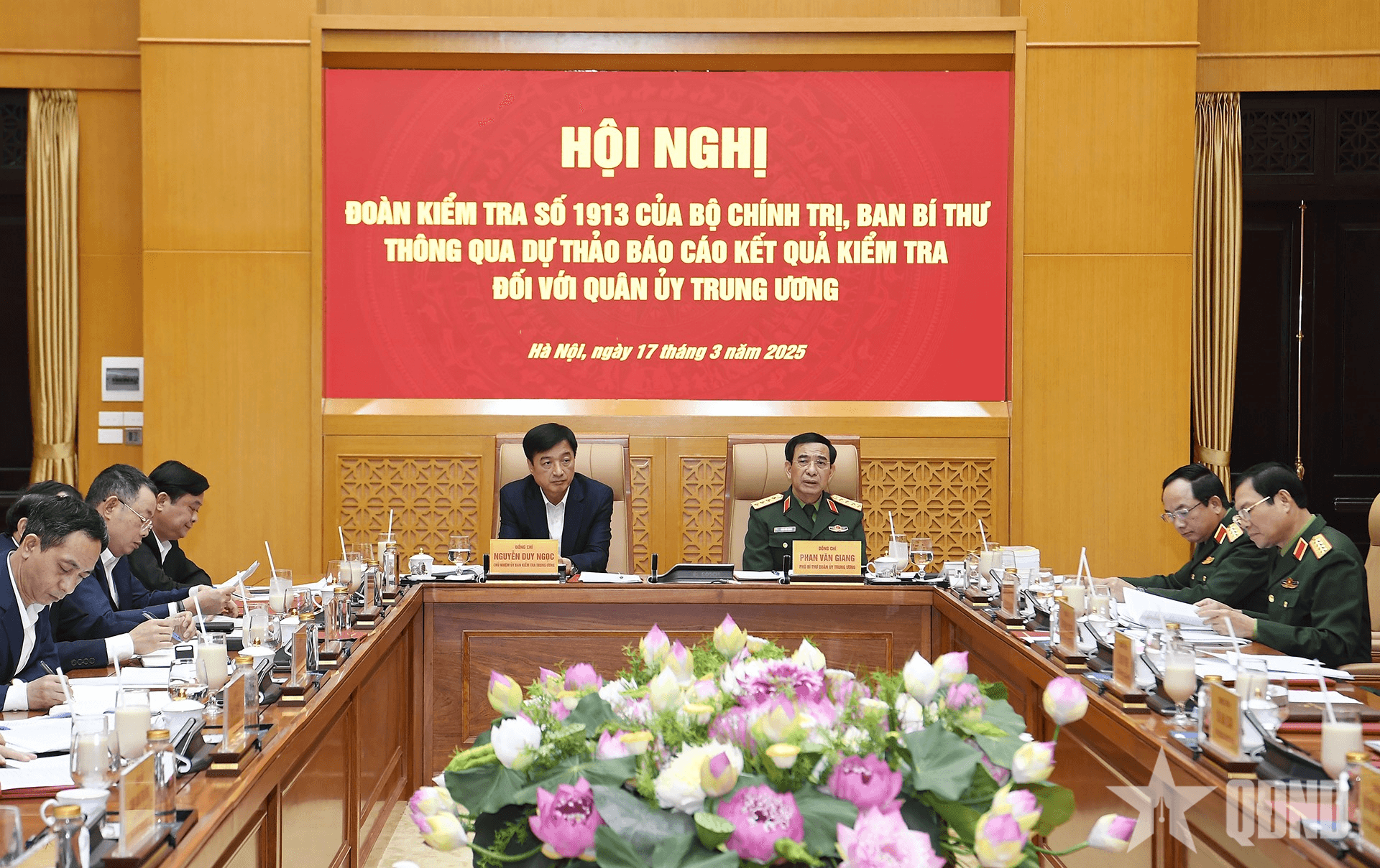 Thông qua dự thảo báo cáo kết quả kiểm tra của Đoàn kiểm tra số 1913 đối với Quân ủy Trung ương