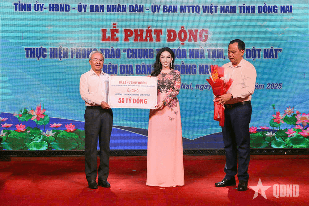 Bà Lê Nữ Thùy Dương ủng hộ 55 tỷ đồng cho chương trình xóa nhà tạm, nhà dột nát tỉnh Đồng Nai
