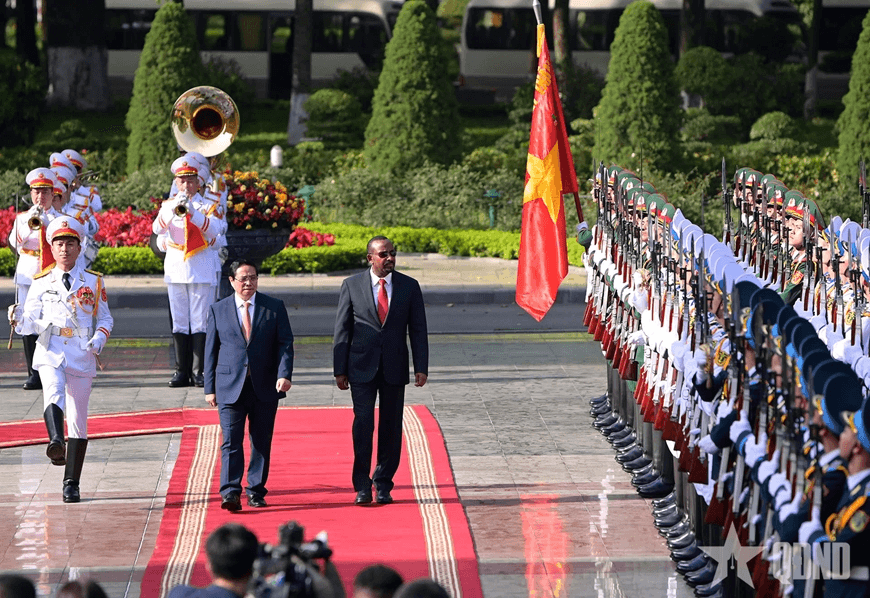 Thủ tướng Phạm Minh Chính chủ trì lễ đón và hội đàm với Thủ tướng Ethiopia
