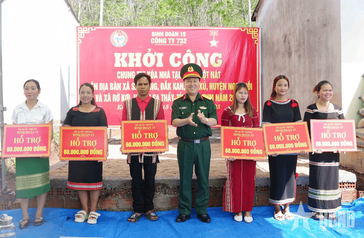 Công ty 732 (Binh đoàn 15) khởi công xóa nhà tạm, nhà dột nát năm 2025