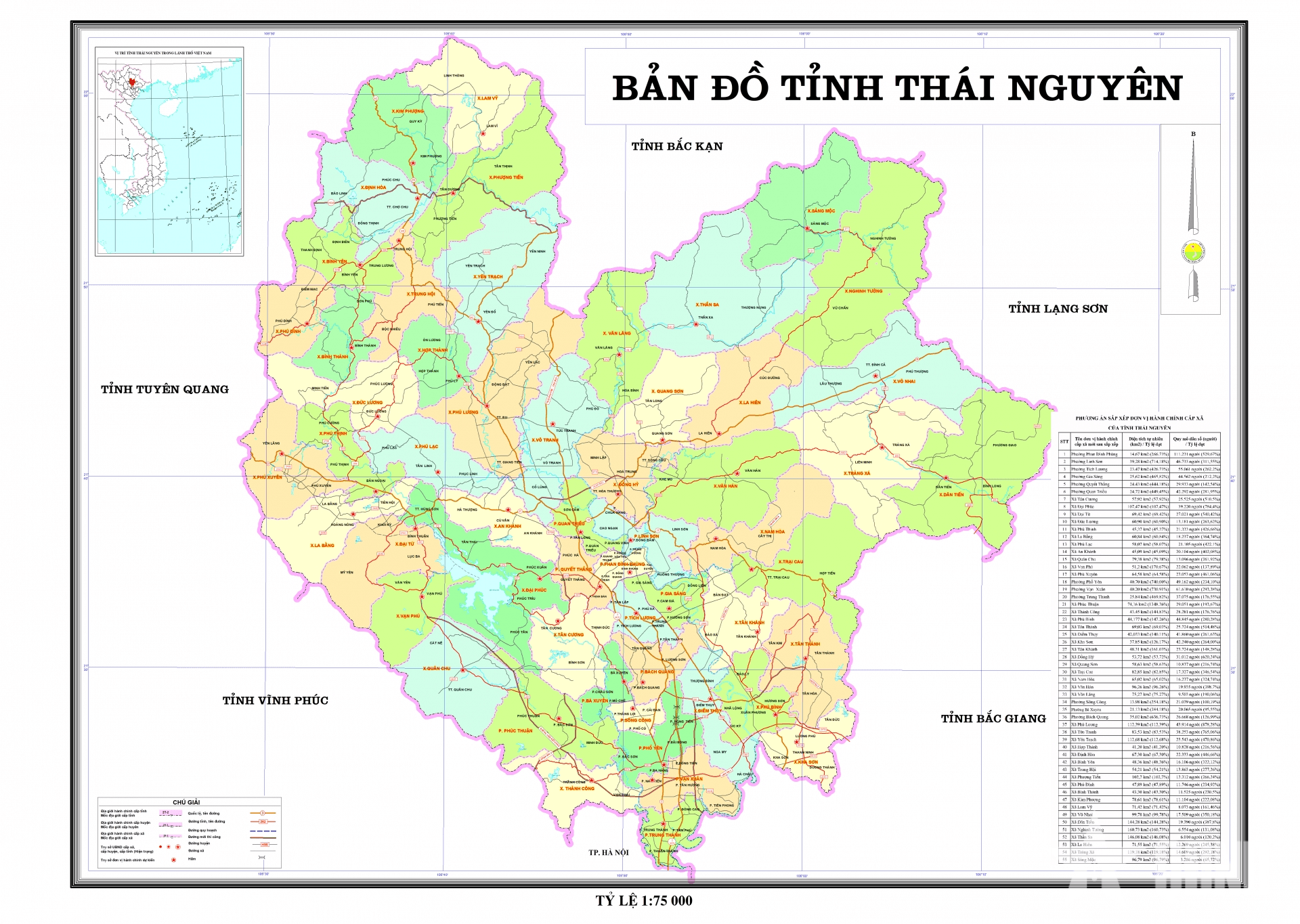 Sau sắp xếp, tỉnh Thái Nguyên dự kiến còn 55 đơn vị hành chính cấp xã