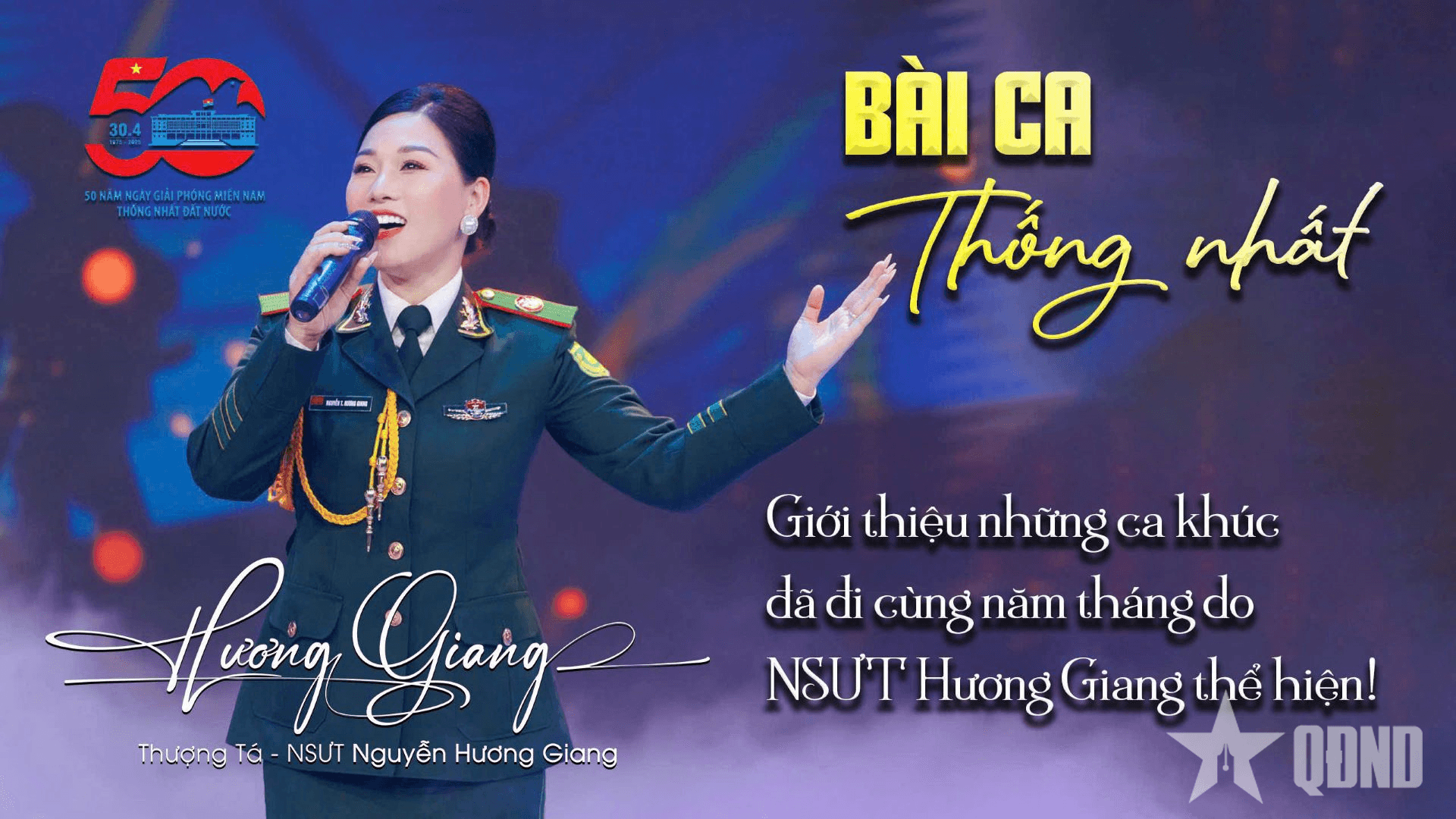 Thượng tá, NSƯT Hương Giang hát mừng thống nhất non sông
