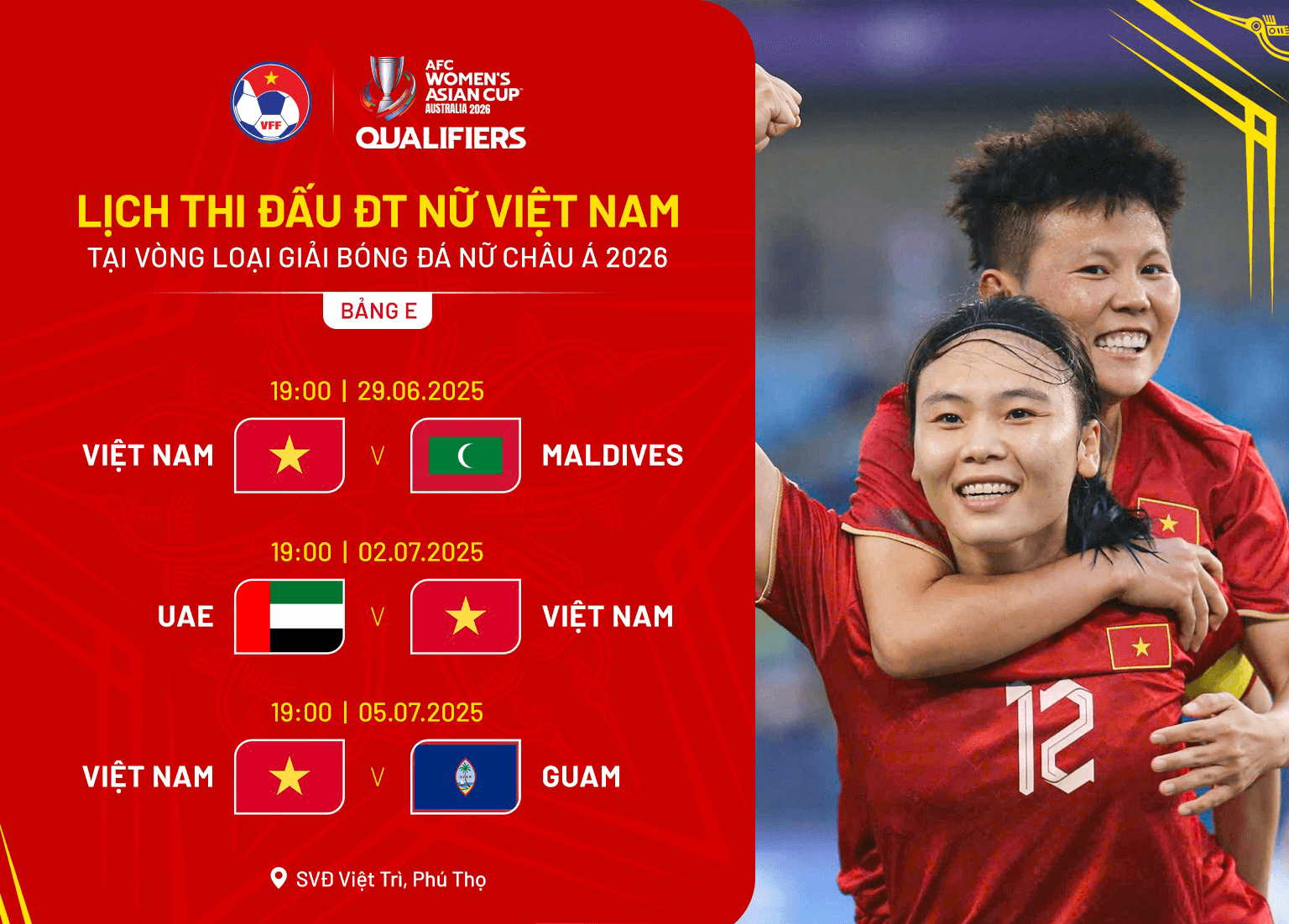Năm 2025, Việt Nam đăng cai 3 giải bóng đá nữ