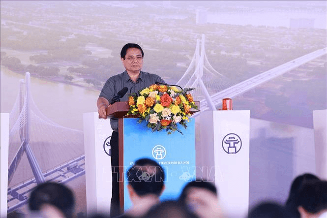 Thủ tướng Phạm Minh Chính phát lệnh khởi công xây dựng cầu Tứ Liên, Hà Nội