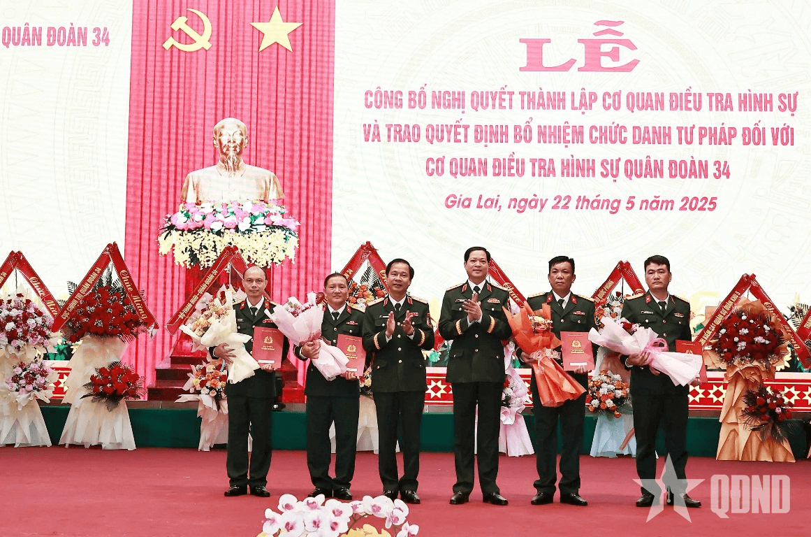 Đảng ủy, Bộ tư lệnh Quân đoàn 34 công bố thành lập Cơ quan Điều tra hình sự Quân đoàn