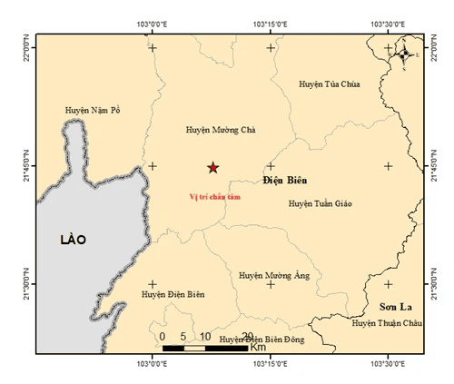 Tiếp tục xảy ra động đất độ lớn 3.5 tại Mường Chà, Điện Biên