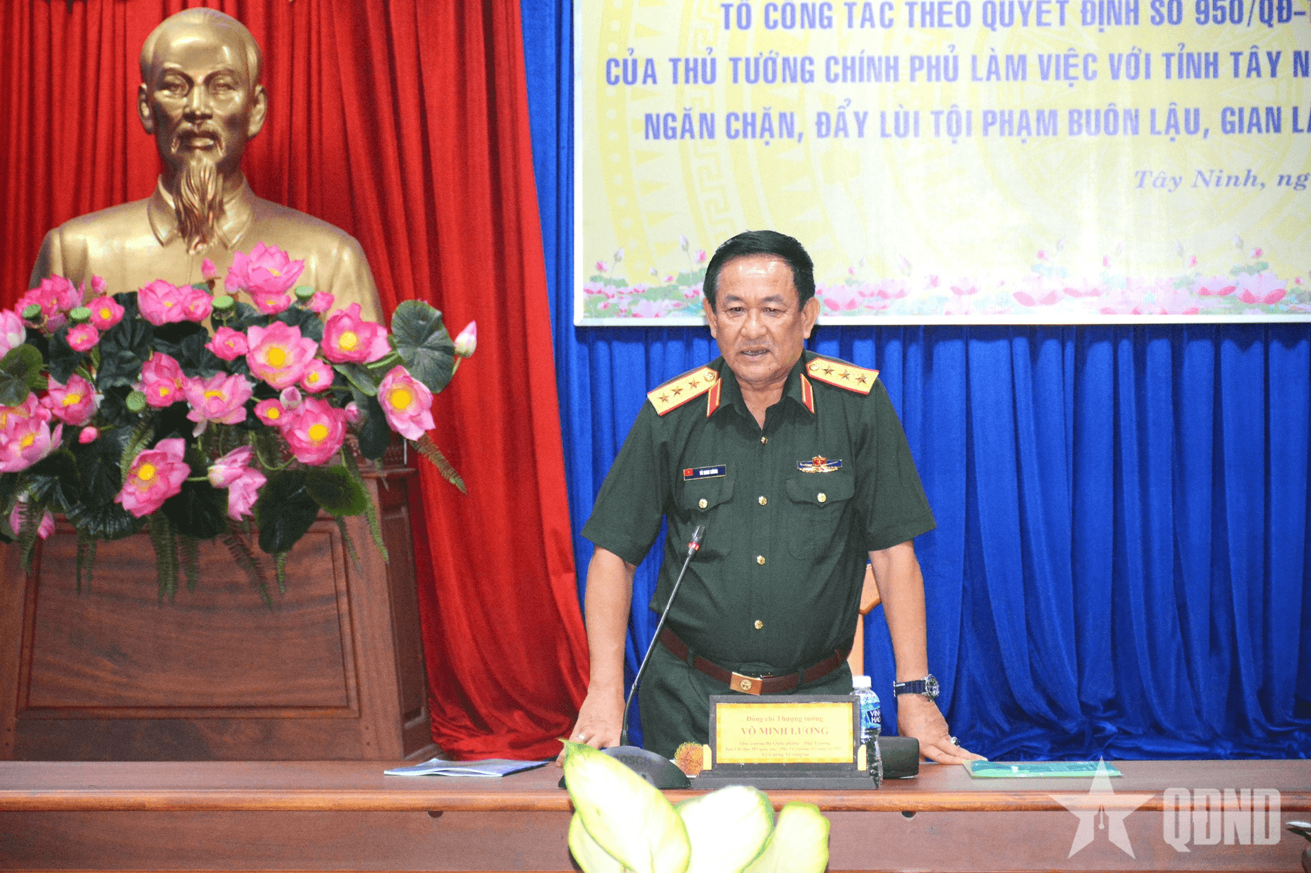 Thượng tướng Võ Minh Lương làm việc về công tác đấu tranh đẩy lùi tội phạm buôn lậu tại Tây Ninh