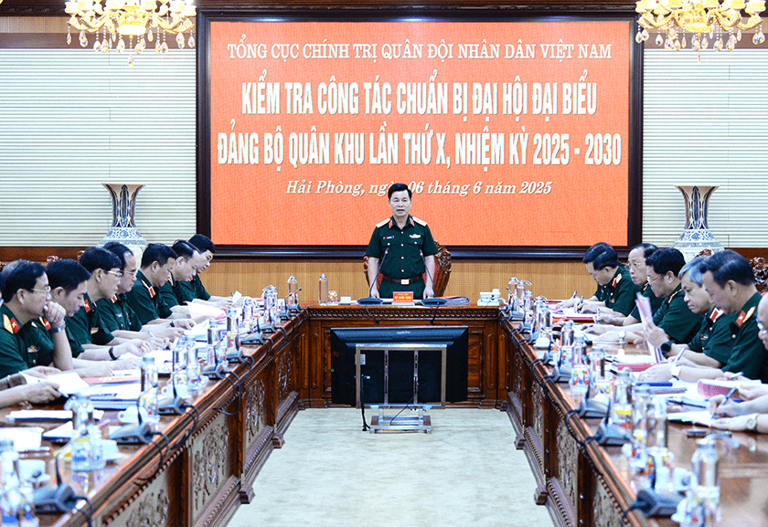 Trung tướng Đỗ Xuân Tụng kiểm tra công tác chuẩn bị Đại hội đại biểu Đảng bộ Quân khu 3 lần thứ X, nhiệm kỳ 2025-2030