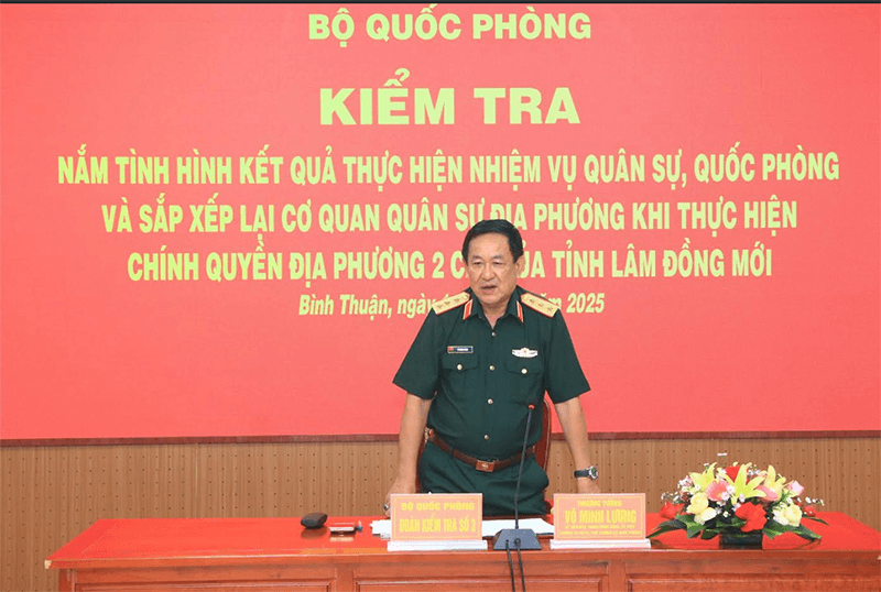 Bộ Quốc phòng kiểm tra việc sắp xếp lại cơ quan quân sự địa phương tỉnh Lâm Đồng mới