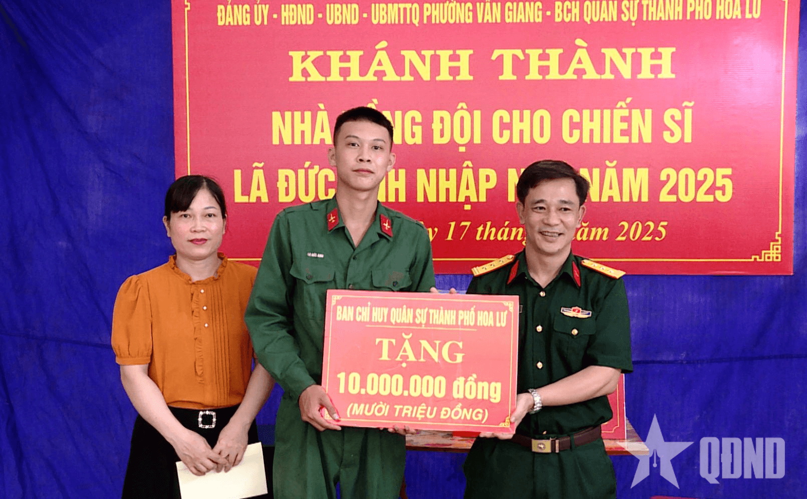 Ban CHQS thành phố Hoa Lư: Khánh thành và bàn giao Nhà đồng đội tặng gia đình chiến sĩ nhập ngũ năm 2025