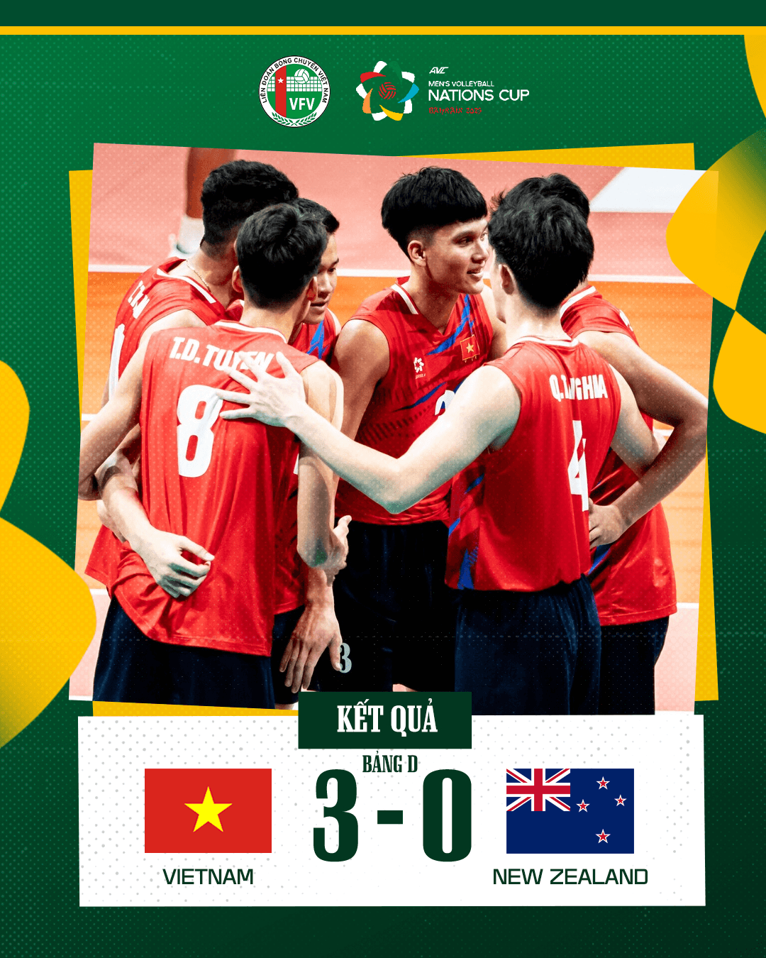 Tuyển bóng chuyền nam Việt Nam vào tứ kết AVC Nations Cup 2025