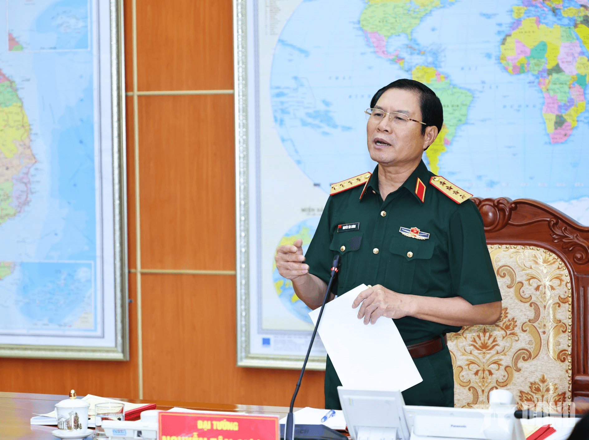Đại tướng Nguyễn Tân Cương chủ trì thông qua công tác chuẩn bị đại hội của Đảng bộ Học viện Lục quân và Đảng bộ Cảnh sát biển Việt Nam