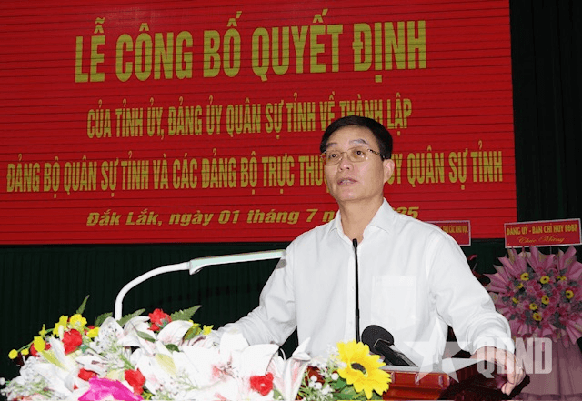 Đắk Lắk: Công bố các quyết định về thành lập Đảng bộ Quân sự tỉnh
