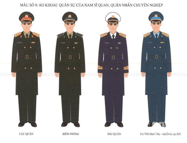 Kiểu mẫu áo khoác quân sự và một số trang phục của sĩ quan, quân nhân chuyên nghiệp
