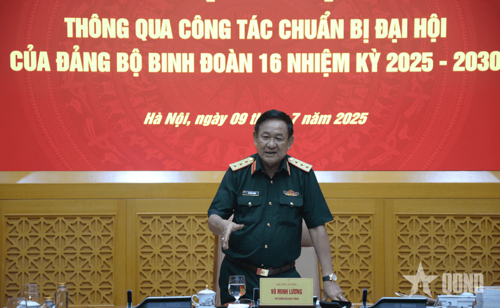 Thượng tướng Võ Minh Lương thông qua công tác chuẩn bị đại hội của Đảng bộ Binh đoàn 20 và Đảng bộ Binh đoàn 16