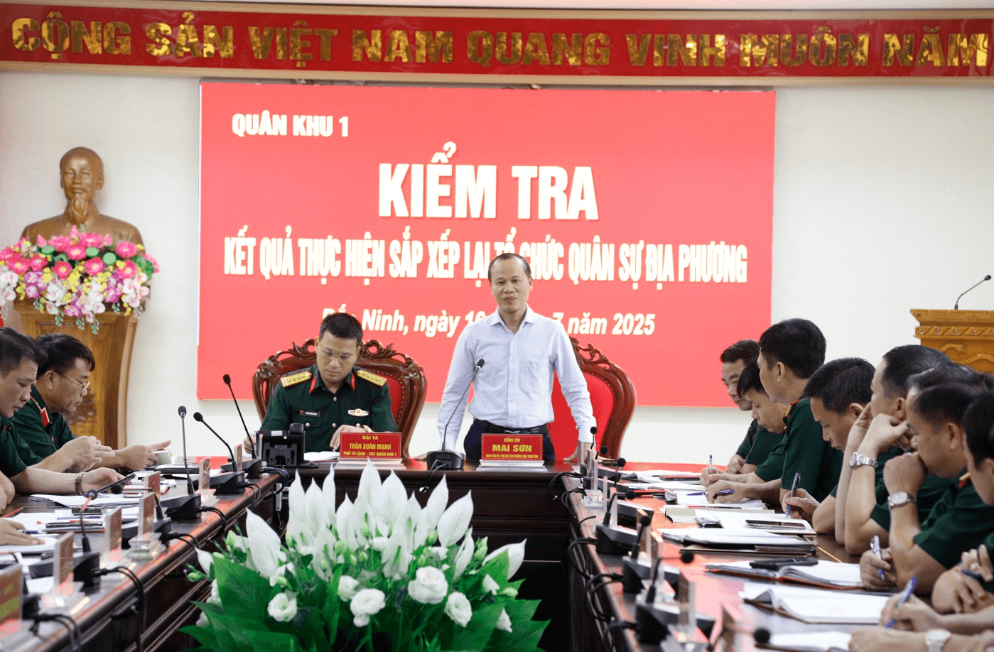 Quân khu 1 kiểm tra công tác sắp xếp tổ chức quân sự địa phương tại tỉnh Bắc Ninh