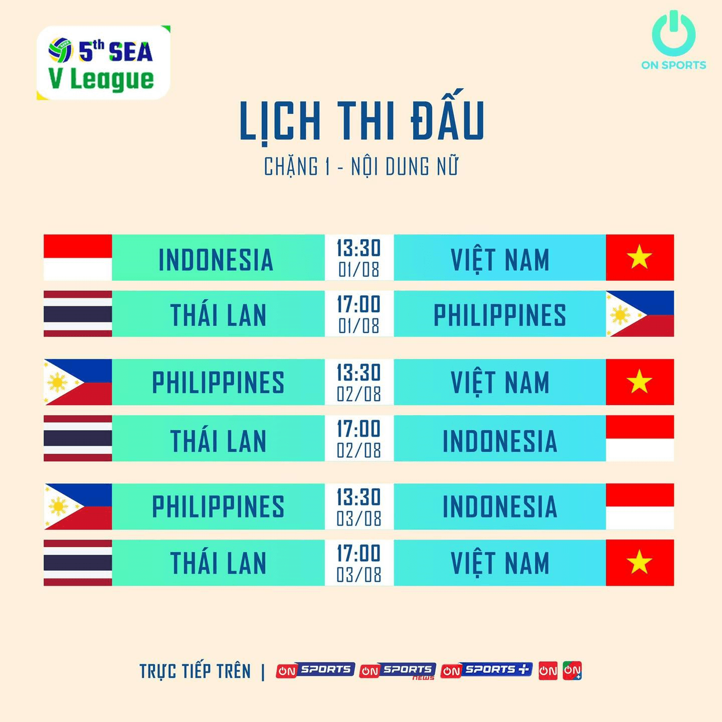 Lịch thi đấu bóng chuyền nữ Việt Nam tại chặng 1 SEA V-League 2025