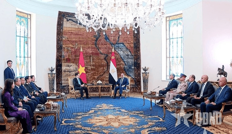 Chủ tịch nước Lương Cường hội đàm với Tổng thống Ai Cập