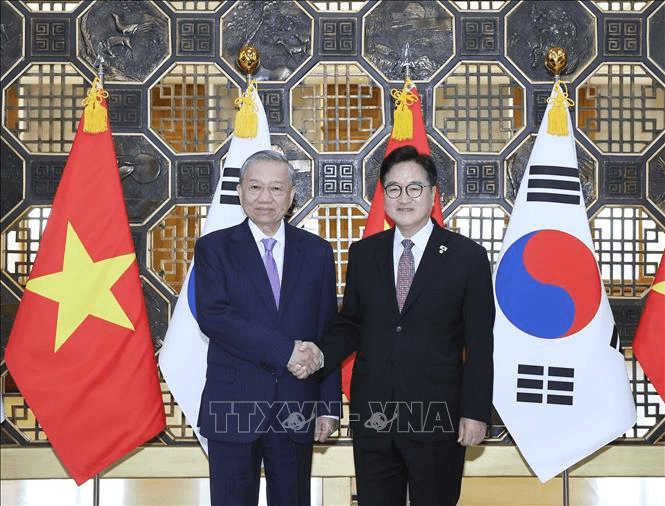 Tổng Bí thư Tô Lâm hội kiến Chủ tịch Quốc hội Hàn Quốc Woo Won Sik