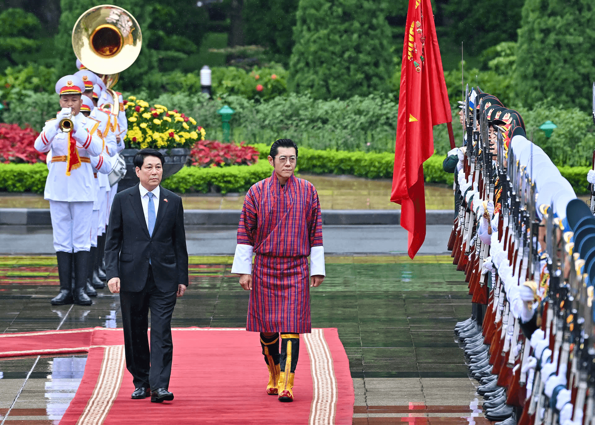 Chủ tịch nước Lương Cường chủ trì Lễ đón cấp nhà nước Quốc vương Bhutan