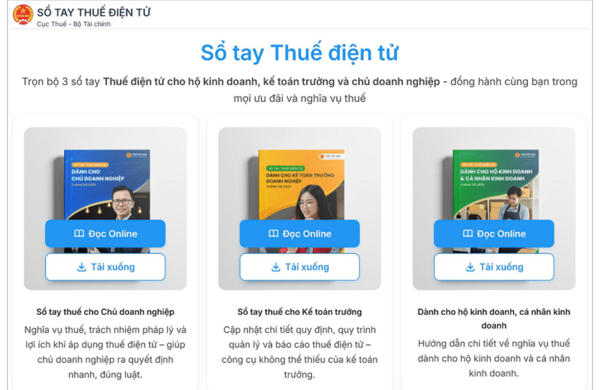 Cục Thuế giới thiệu bộ 3 cuốn Sổ tay điện tử hỗ trợ người nộp thuế
