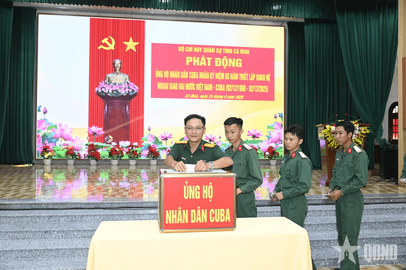 Bộ CHQS tỉnh Cà Mau phát động chương trình ủng hộ nhân dân Cuba
