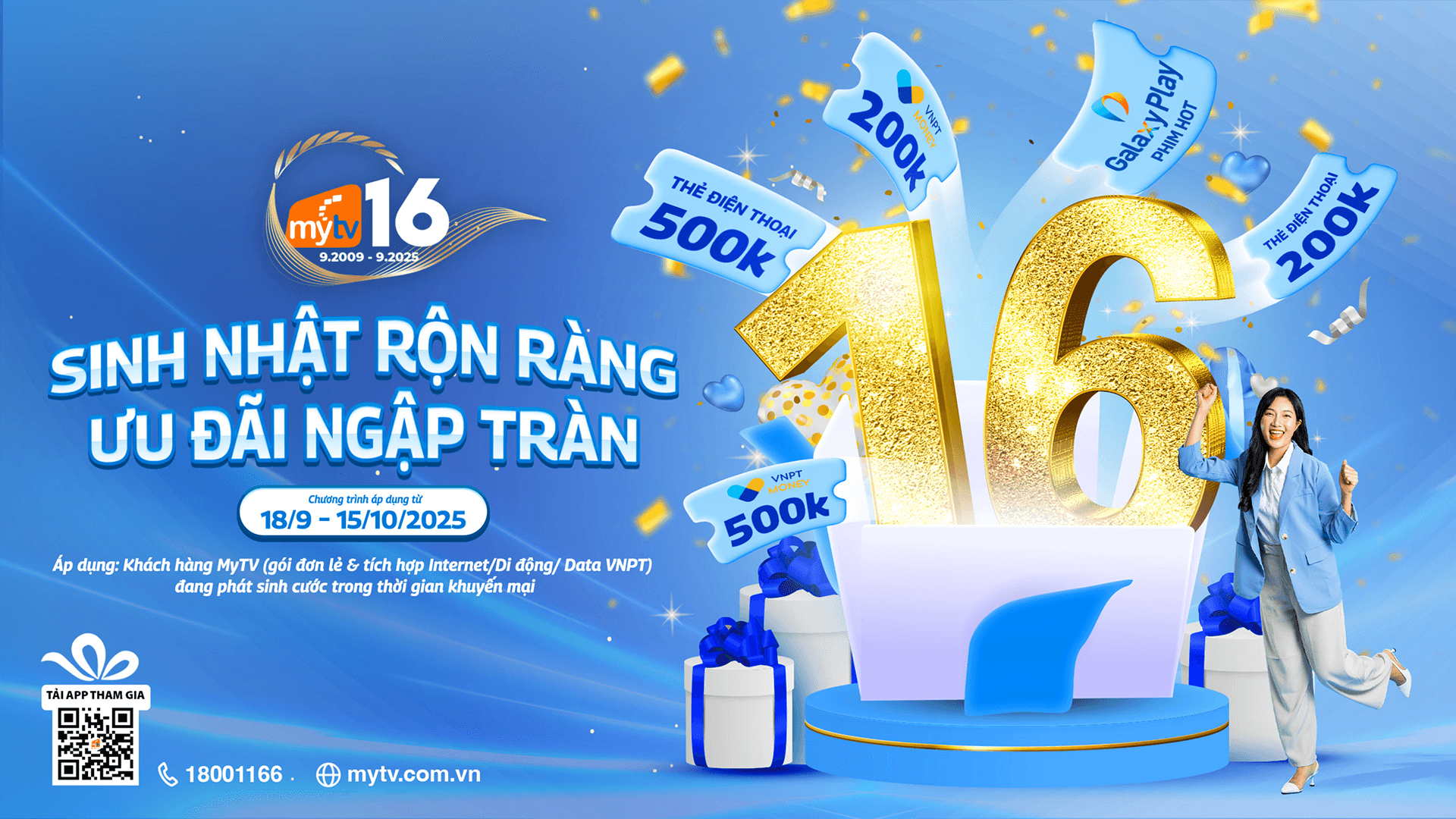 Mừng sinh nhật 16 năm - MyTV tặng đại tiệc ưu đãi "khủng"