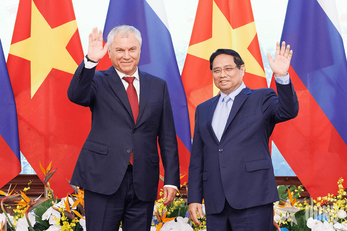 Thủ tướng Phạm Minh Chính hội kiến Chủ tịch Duma Quốc gia Quốc hội Liên bang Nga Vyacheslav Volodin