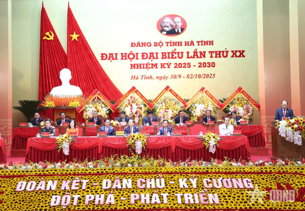 Khai mạc Đại hội đại biểu Đảng bộ tỉnh Hà Tĩnh lần thứ XX, nhiệm kỳ 2025-2030