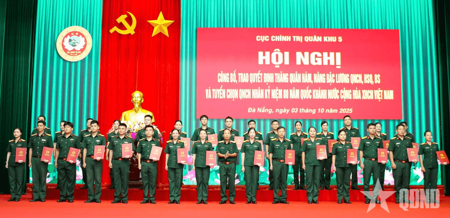 Quân khu 5 trao quyết định thăng quân hàm, nâng lương nhân kỷ niệm 80 năm Quốc khánh 2-9