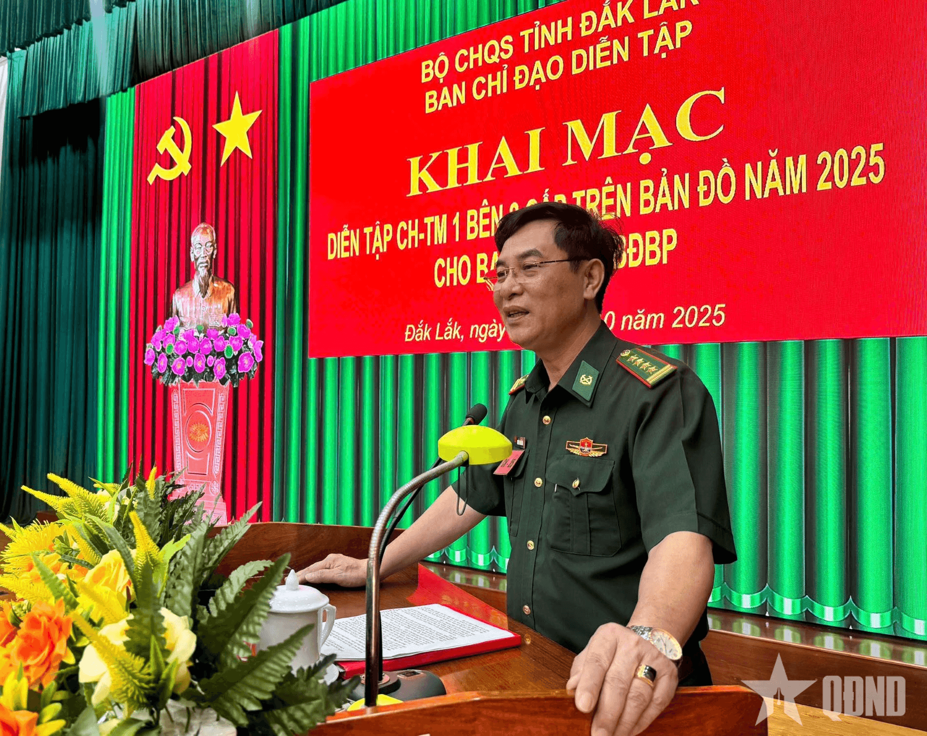 Bộ CHQS tỉnh Đắk Lắk: Khai mạc diễn tập chỉ huy - tham mưu một bên, hai cấp trên bản đồ năm 2025