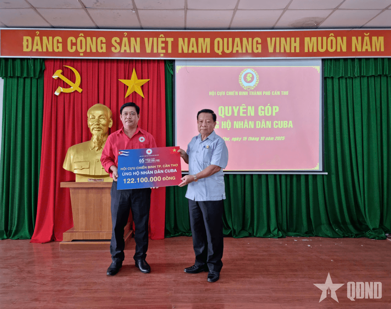 Cựu chiến binh TP Cần Thơ ủng hộ nhân dân Cuba hơn 122 triệu đồng