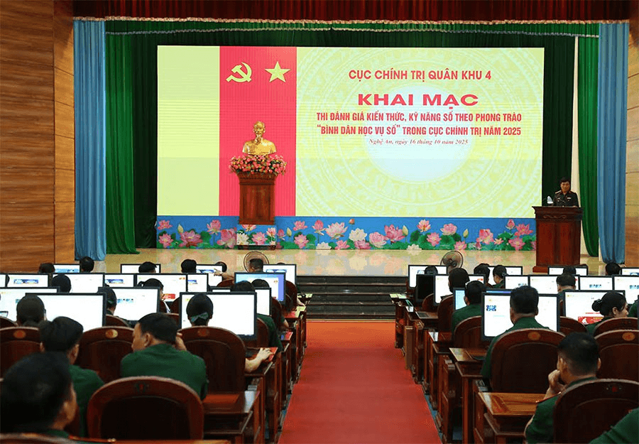 Cục Chính trị, Quân khu 4 đánh giá kiến thức, kỹ năng số theo phong trào “Bình dân học vụ số” năm 2025