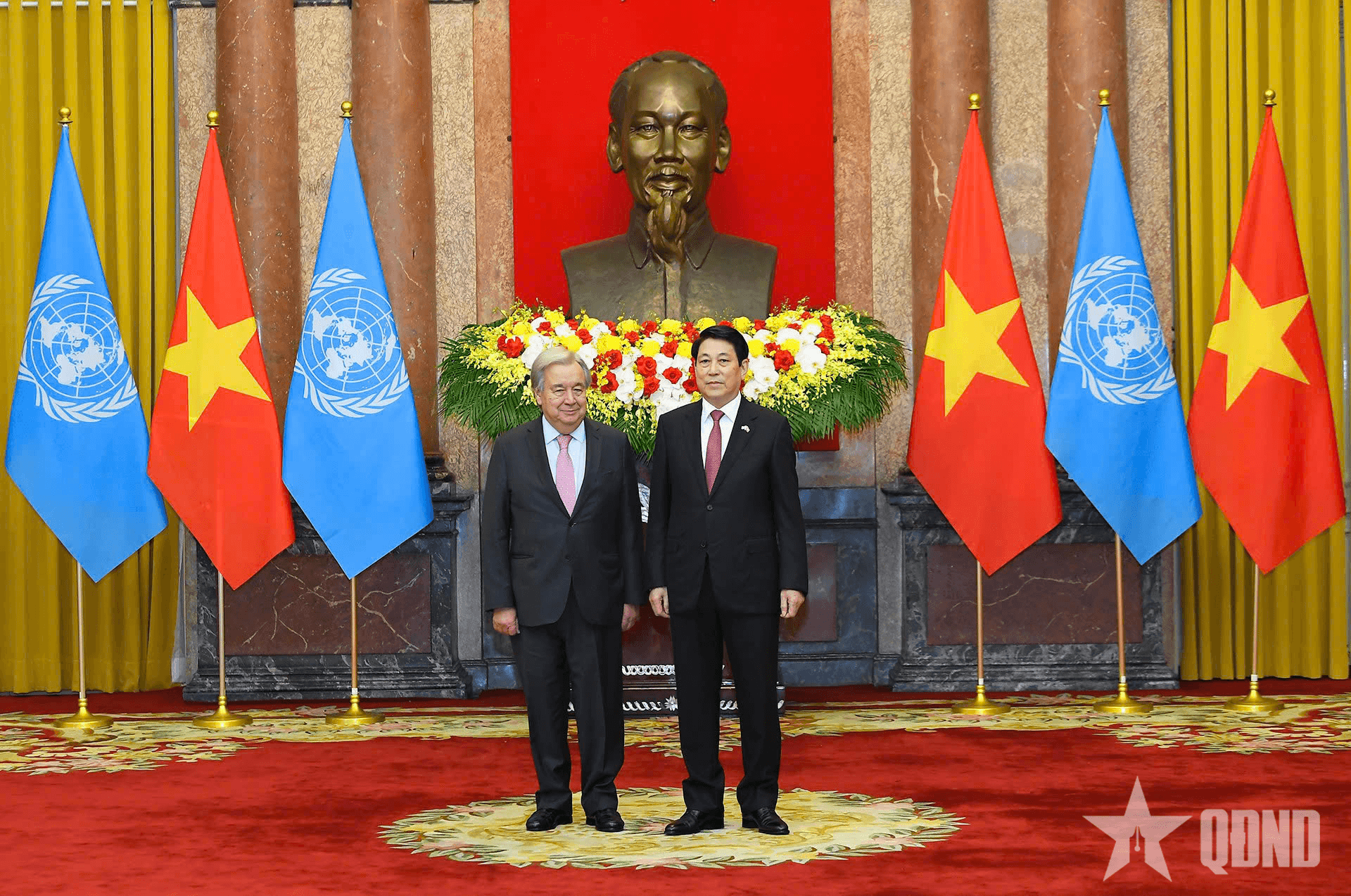 Chủ tịch nước Lương Cường chủ trì lễ đón chính thức Tổng Thư ký Liên hợp quốc