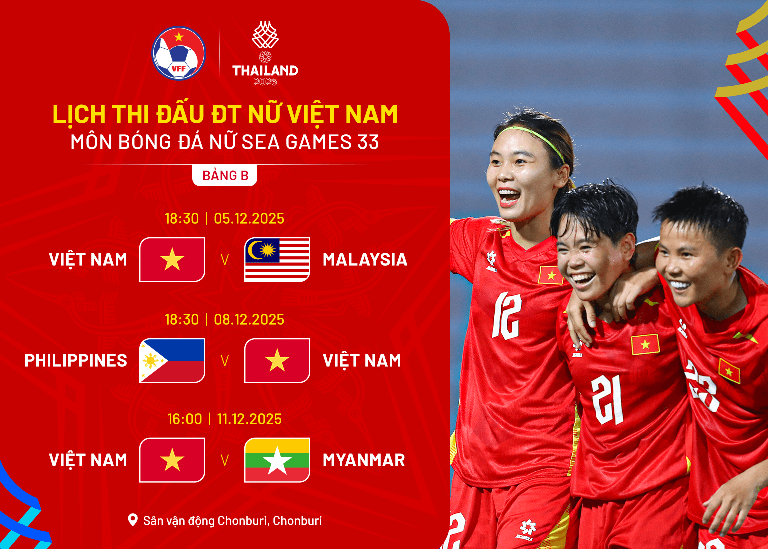 Lịch thi đấu đội tuyển nữ Việt Nam tại SEA Games 33